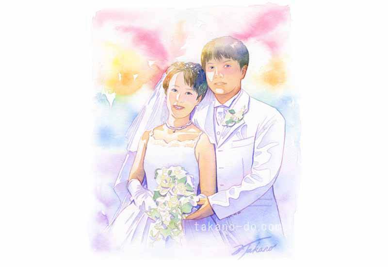 S-03 肖像画 結婚式 手書きイラスト リアル 水彩画